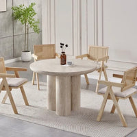 Table à manger effet travertin MAYA 110 cm