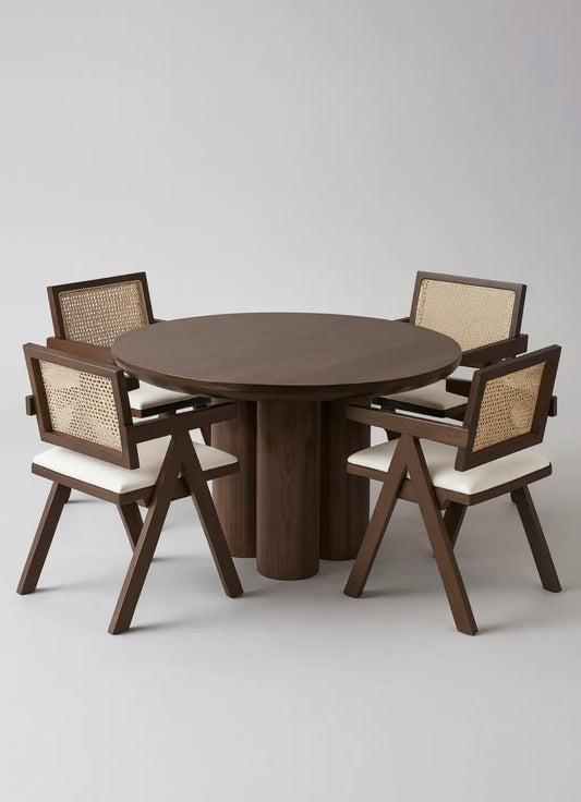 Table à manger effet travertin MAYA 110 cm